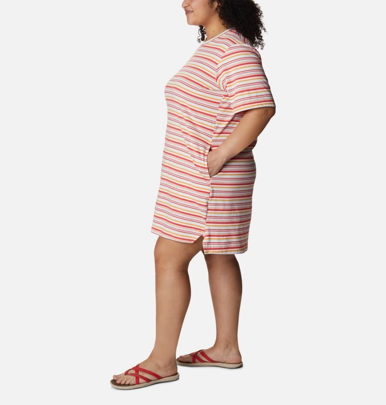 Women's Columbia Sun Trek T-Shirt Dress Stripe | Plus Size CA-X540L